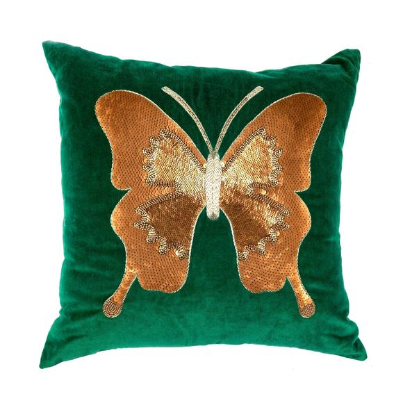 Brand New Mackenzie-Childs Emerald Butterfly Pillow 20x20 - Picture 1 of 4